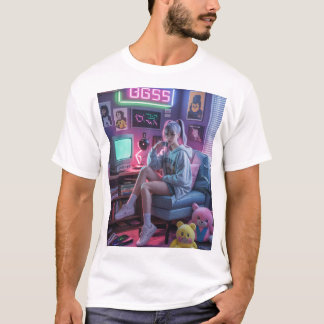 T-shirt Vibes de joueuse Y2K – Esthétique rétro-tech et né