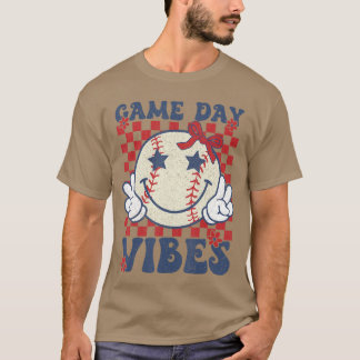 T-shirt Vibes de jour de jeu Rétro Coquette Nœud Baseball