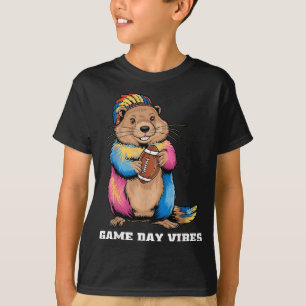 T-shirt Vibes de jour de jeu Tribal Groundhog tenant un ba