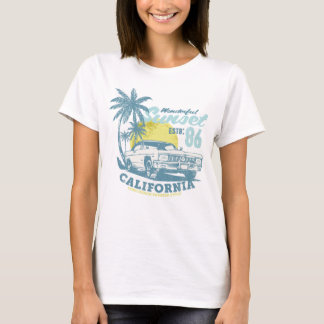 T-shirt Vibes de la plage californienne Coucher de soleil