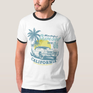 T-shirt Vibes de la plage californienne Coucher de soleil