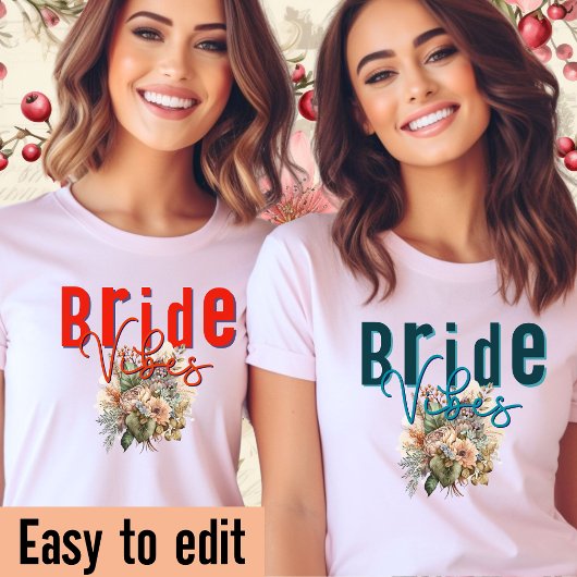 T-shirt Vibes de mariée-Hen fête-Mariage tee-Retro-Editabl