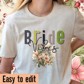 T-shirt Vibes de mariée-Hen fête-Mariage tee-Retro-Editabl