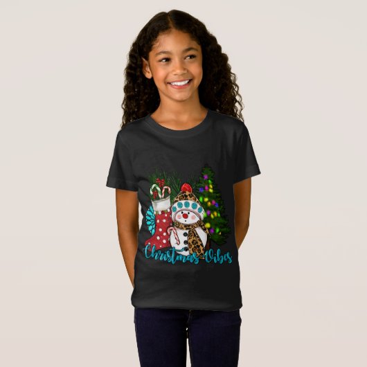 T-Shirt Vibes de Noël Cute Snowman Noël Stocker Ca (Devant entier)
