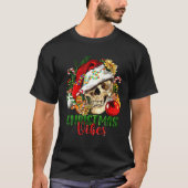 T-shirt Vibes de Noël rétro Skeleton Sketch Santa Hat Xma (Devant)