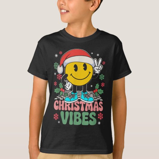 T-shirt Vibes de Noël super sourire portant le chapeau de (Devant)