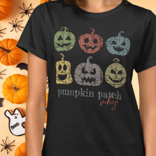 T-shirt Vibes de patchs Citrouille Halloween vintage