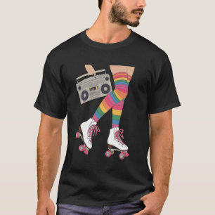 T-shirt Vibes de patin à roulettes rétro - Patineuse rose