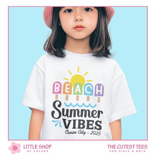 T-shirt Vibes de plage d'été Filles personnalisables