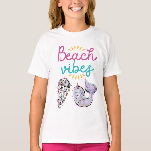 T-shirt Vibes de plage Narwhale (Devant)