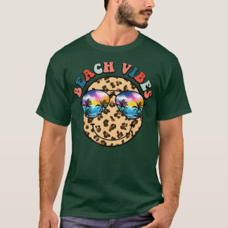 T-shirt Vibes De Plage, Vibe D'Été Rétro, Léopard Smile Ha