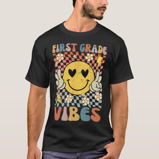T-shirt Vibes de première année 1ère année Retro Enseignan (Devant)