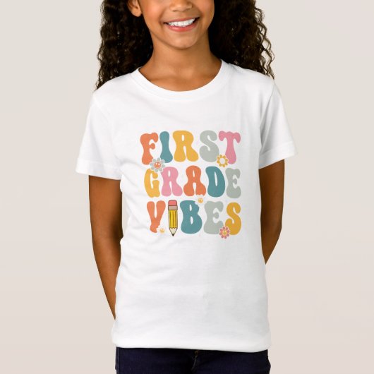 T-Shirt Vibes De Première Année Retour À L'École (Devant)