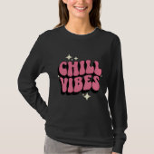 T-shirt "Vibes de refroidissement" rose rétro (Devant)