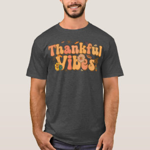 T-shirt Vibes de Thanksgiving Rétro Groovy Mignon Automne