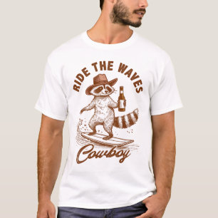 T-shirt Vibes d'été Amateur de Surf Raton laveur Surfe sur