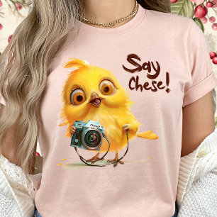 T-shirt Vibes D'Été Amusantes-Joli poulet Whimsical Jaune