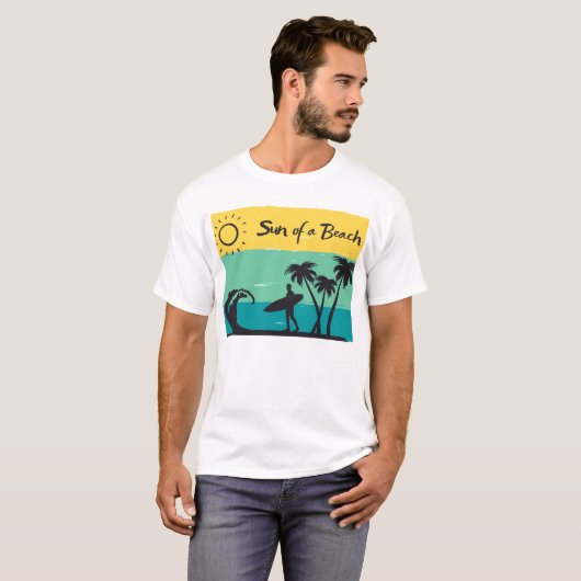T-shirt Vibes d'été amusantes Soleil d'une plage (Devant entier)