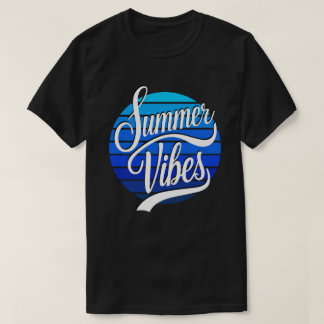 T-shirt Vibes d'été bleu coucher de soleil rétro pour homm