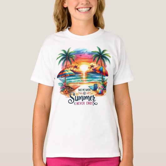 T-shirt Vibes d'été Brushstroke Beach Sunset-34626 (Devant)