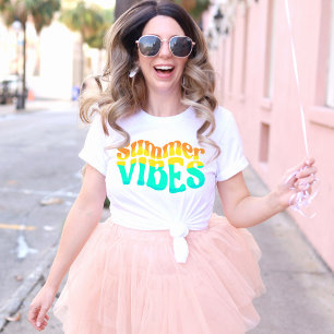 T-shirt Vibes D'Été Colorées Chauffage Liquified Lettres