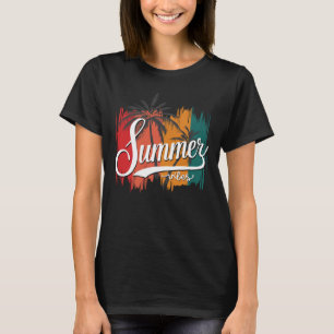 T-shirt Vibes D'Été Coucher De Soleil Rétro Et Palmiers Fe