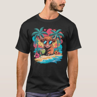 T-shirt Vibes d'été de vache des hautes terres tropicales