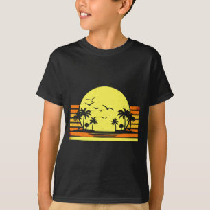 T-shirt Vibes d'été ensoleillé palmiers rétro plage