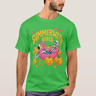T-shirt Vibes d'été féminins de Summerween Squelette Citro
