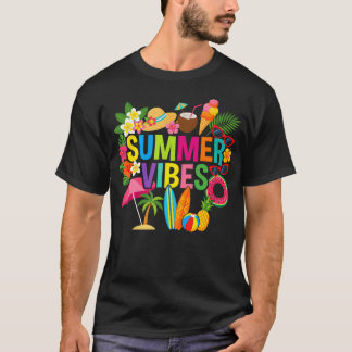 T-shirt Vibes d'été Fleurs Boho Vacances à la plage Famill