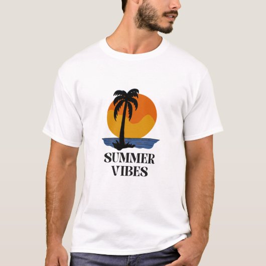 T-shirt Vibes d'été - Graphique Décontracté Cool (Devant)