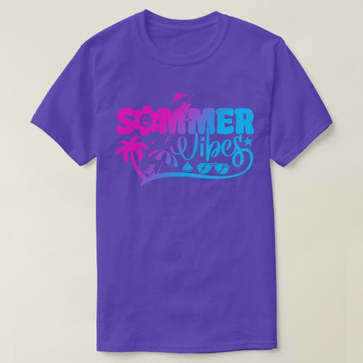 T-shirt Vibes d'été Hello Summer Sunset Beach Summer Vaca (Design devant)