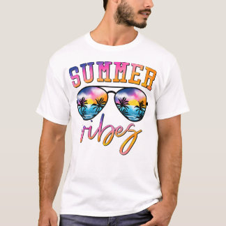T-shirt Vibes D'Été Lunettes De Soleil Avec Palm Tree Funn