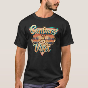 T-shirt Vibes d'été Lunettes de soleil vintages Sunset