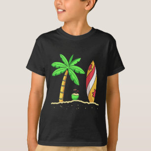 T-shirt Vibes d'été Palmiers Planche de surf Surfeur Noix