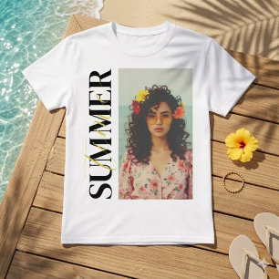 T-shirt Vibes d'ÉTÉ personnalisées Collage de photos Text