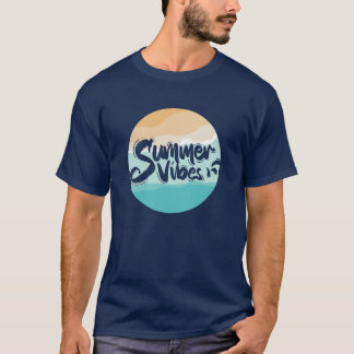 T-shirt vibes d'été plage vintage colorée
