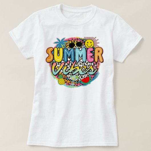 T-shirt Vibes d'été rétro (Design devant)