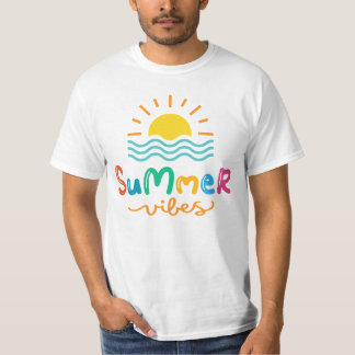 T-shirt Vibes d'été Soleil et mer Blanc hommes