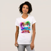 T-shirt Vibes d'été Tropical Rainbow Palm Tree Design (Devant entier)
