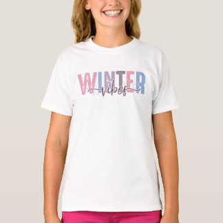 T-shirt Vibes d'hiver - Typographie Pastel Soft