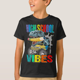T-shirt Vibes du lycée Monster Truck Dinosaur Garçons