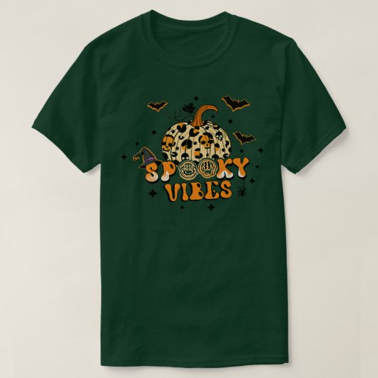 T-shirt Vibes éffrayantes Citrouille d'automne Leopard Cas (Design devant)