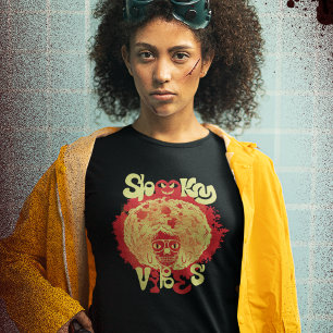 T-shirt Vibes éffrayantes drôle Effrayant Afro Skull Hallo