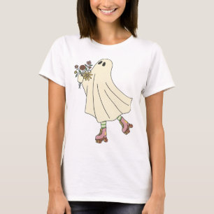 T-shirt Vibes éffrayantes - Fantôme en mouvement avec fleu