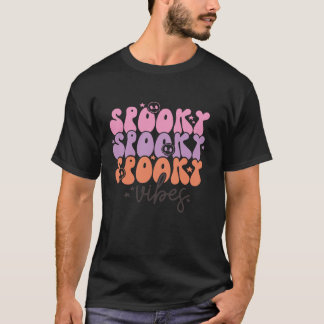 T-shirt Vibes éffrayantes Halloween Costume Crâne Rétro Vi