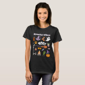 T-shirt Vibes éffrayantes Retro Halloween Skeleton Ghost B (Devant entier)