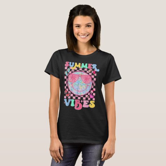 T-shirt Vibes Été Joyeux Visage Été Vibes J'Ai L'Esprit O (Devant entier)