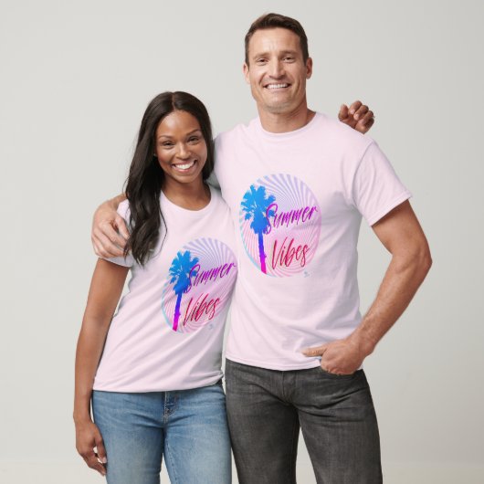 T-shirt Vibes été Neon Palm Tree Arty Slogan (Unisexe)