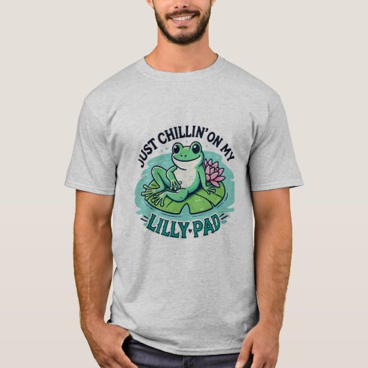 T-shirt Vibes Froggy : Grenouille froide sur Lily Pad Desi (Devant)